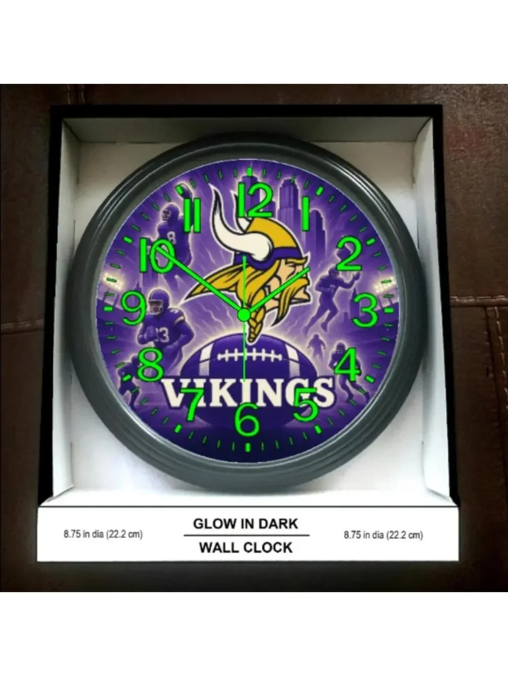 MINNESOTA VIKINGS Glow In The Dark Wall Clock New!